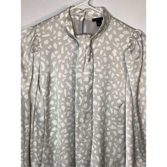 Ann Taylor Women's Petite Animal Print Twist Neck Shift Dress Gray & White Size - Picture 2 of 9